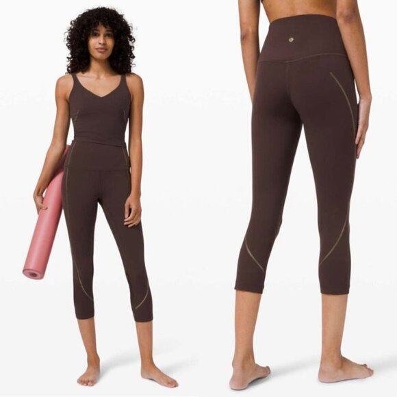SPECIAL EDITION Lululemon Align High-Rise Crop Gold French Press I Size 4 - Picture 1 of 3